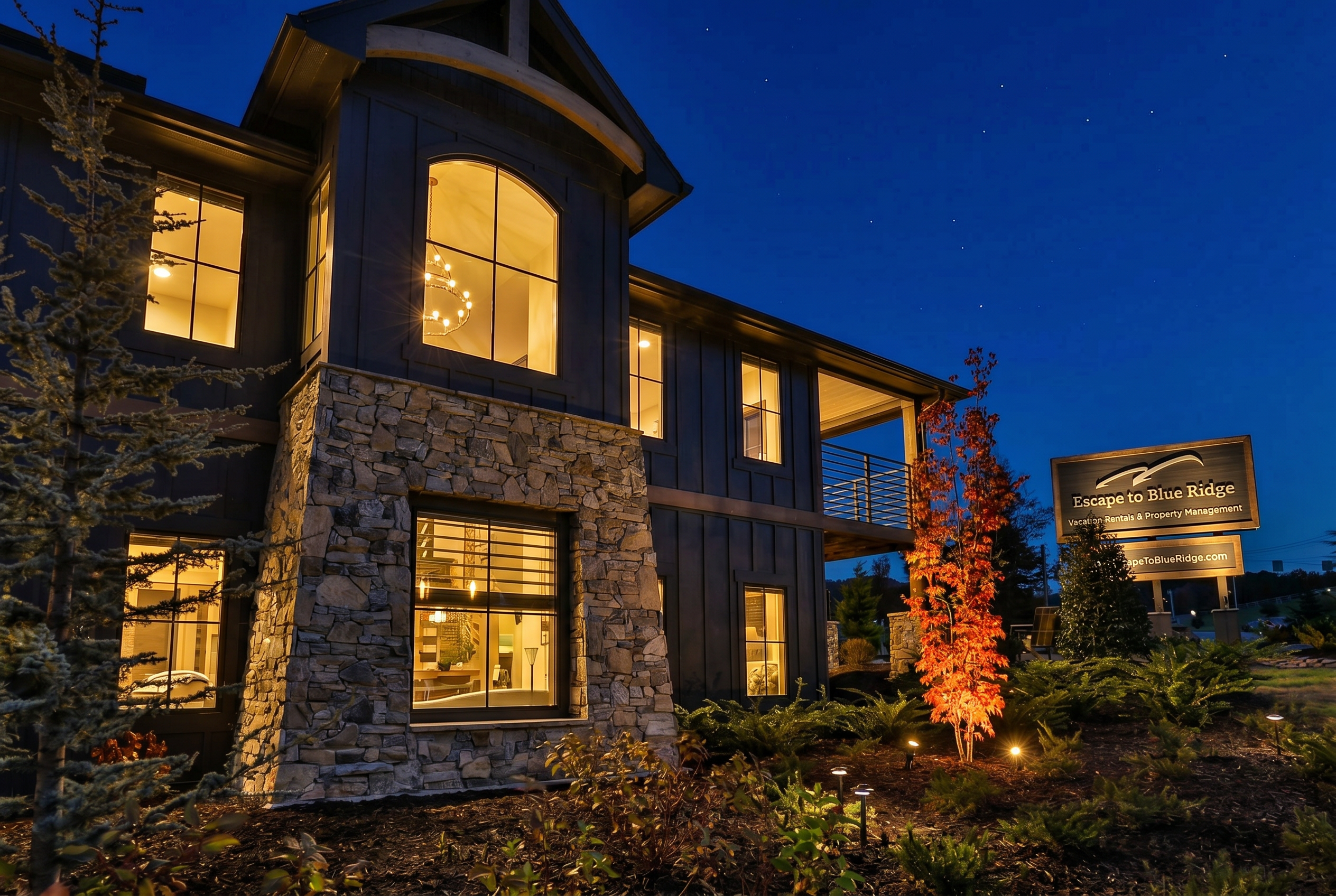 Escape to Blue Ridge office at night